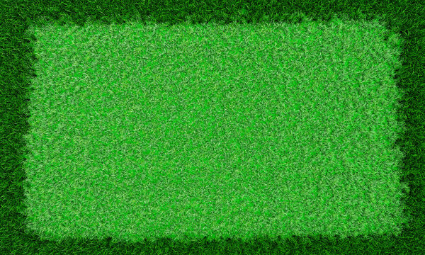 A bright green lawn in the middle is cut short and the border is long grass. The picture frame texture is grass, the edge of the grass is dark green. Use for background and wallpaper. 3D Rendering