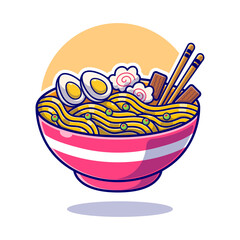 Ramen Noodle Japanese Food Vector Flat Illustration