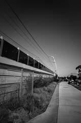 Black and white photo of a railway line