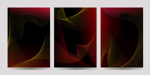 Bundle abstract banners. Vector Illustration with color wavy lines on gradient background. Colorful liquid poster. Background for Flyers, Web design, Business cards, Book Illustration, Presentations.