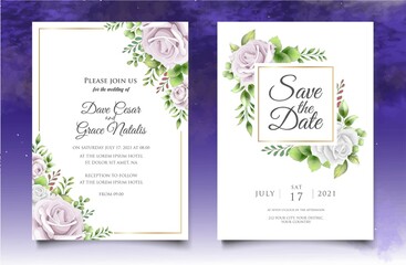 Fototapeta na wymiar Hand drawing floral wedding invitation template