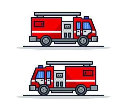 Cartoon illustrated fire truck