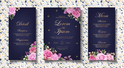 Luxury floral wedding invitation template