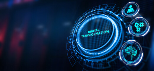 Concept of digitization of business processes and modern technology. Digital transformation.