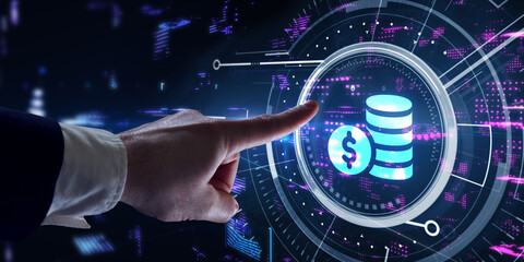 Business, technology, internet and networking concept. Dollar Currency Business.