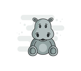 Cartoon illustrated hippo