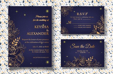 Luxury floral wedding invitation template