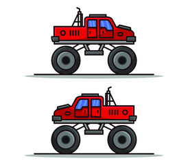 Cartoon illustrated monster truck