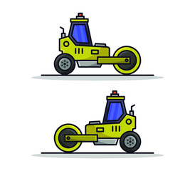 Cartoon illustrated road roller