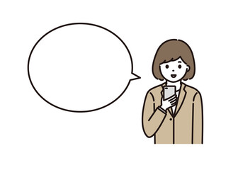 スマートフォンを操作するスーツ姿の若い女性