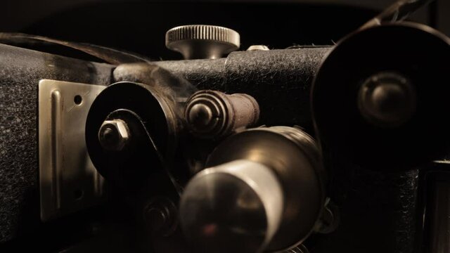 Old film projector in close up view - macro shot