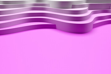 3d illustration of pink and  white wave, cave .Shape pattern. Technology geometry  background. Color sticker banner for registration of proposals