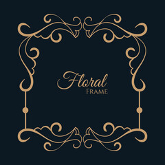Ornamental golden decorative floral frame background. - Vector.