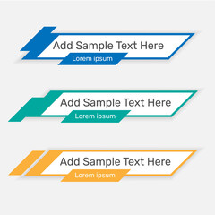 Web lower third banners set in three colors. -  Vector.