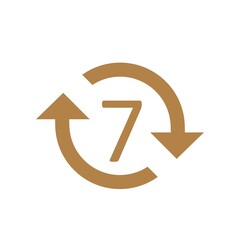 Circle arrow with seven icon illustration