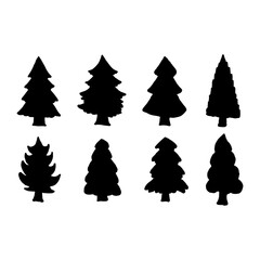 Isolated tree on the white background. tree silhouettes. Tree hand drawn. Vector EPS 10.