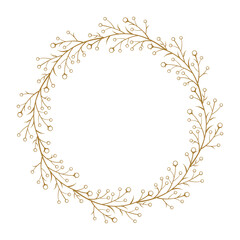 Vector round floral wreath. Elegant graphic frame.