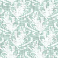 Aegean teal mottled seaweed linen texture background. Summer coastal living style 2 tone fabric effect. Sea green wash distressed grunge material. Decorative kelp motif textile seamless pattern 
