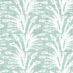 Aegean teal mottled seaweed linen texture background. Summer coastal living style 2 tone fabric effect. Sea green wash distressed grunge material. Decorative kelp motif textile seamless pattern 
