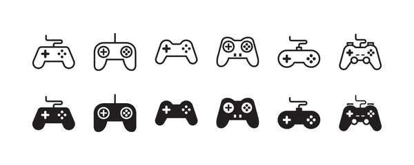 Gamepad, joystick, game controller, joypad icon set. Vector graphic illustration. Suitable for website design, logo, app, template, and ui. 