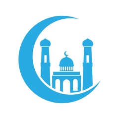 Crescent moon mosque islam icon design template vector