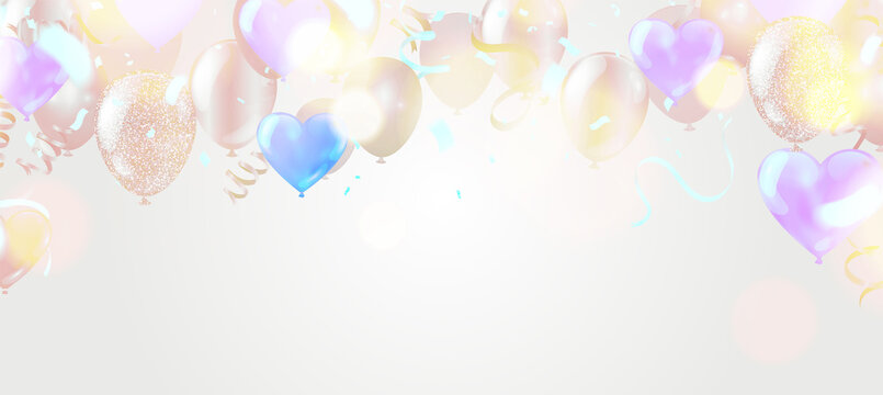 Bright holiday background with balloons and flags