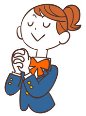 祈る女子生徒の上半身
