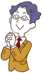 祈る男子生徒の上半身
