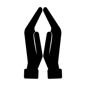 Silhouette hands prayer in flat style. Vector icon. Stock image. EPS 10.