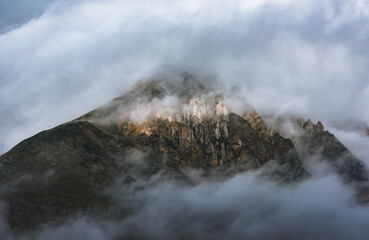 Cloudy mountains in the early morning