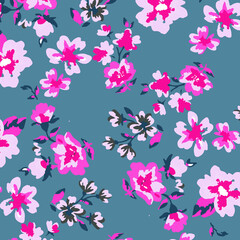 Floral seamless pattern. Hand drawn. For textile, wallpapers, print, wrapping paper. Vector stock illustration.