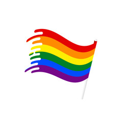 LGBT pride flags sign rainbows. Vector a rainbow flag waving on white background.