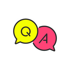 Questions and answers icon with speech bubble.