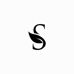 Luxury abstract Initial letters S logo design with leaf concept. Minimal logo style font