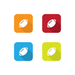 Colorful American Football Icons With Long Shadow