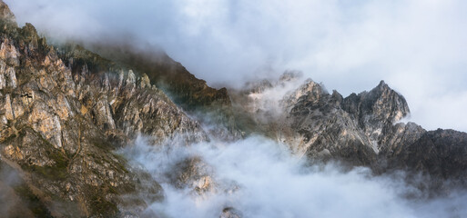 Cloudy mountains in the early morning