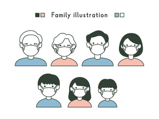 マスクをする三世代の家族