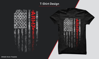 Proud USA army t-shirt vector template design with vintage usa grunge flag design. Veteran remember and honor design, solder  hero t-shirt designs.