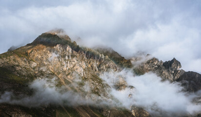 Cloudy mountains in the early morning