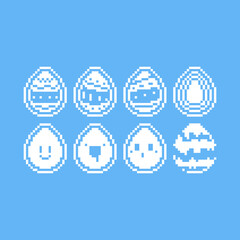 Pixel art set of monochrome easter egg icon.
