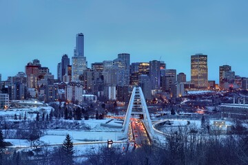 Downtown Edmonton at Dusk Winter