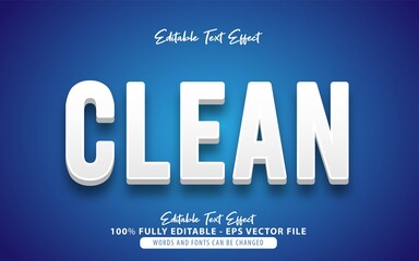 clean, 3d white bold style editable text effect Premium Vector