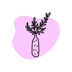  
plants in a vase doodle icon on the white background