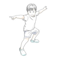 かっこいいポーズを決める子どものイラスト