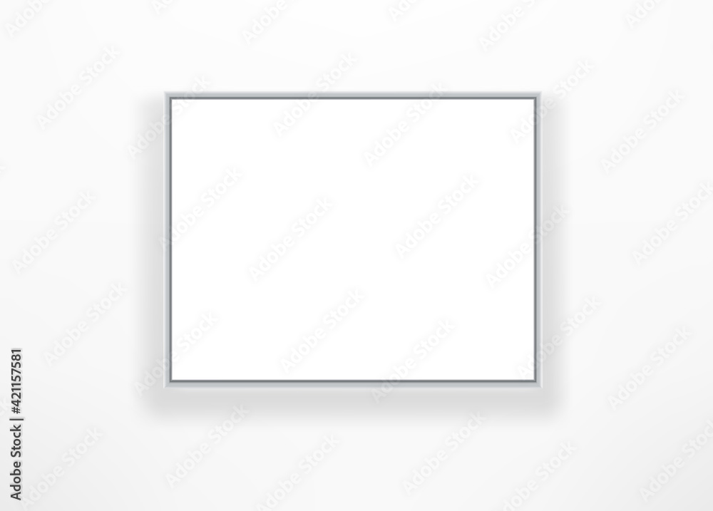 Poster white frame on a white wall. template for a text