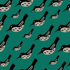 Set Different birds in vector illustration. Blue colors. Simple shapes, animals, wild life.