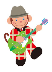 A monkey playing a guitar