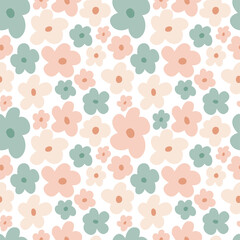 Children's seamless pattern delicate flowers in pastel colors. Cute texture for kids room design, Wallpaper, textiles, wrapping paper, apparel. Vector illustration
