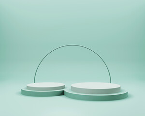 Abstract minimal scene with geometrical forms. Empty podium display on minimal background. Design for product presentation. 3D rendering.