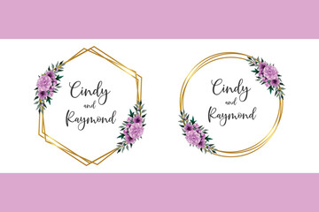Fototapeta na wymiar Wedding invitation frame set, floral watercolor hand drawn Geranium Flower design Invitation Card Template